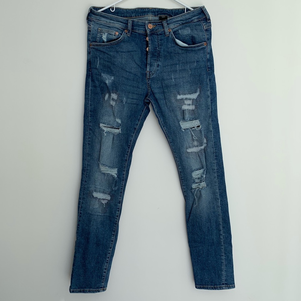 H&M Skinny Fit Ripped Denim Jeans (33)